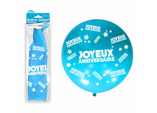 Ballon géant Joyeux anniversaire turquoise