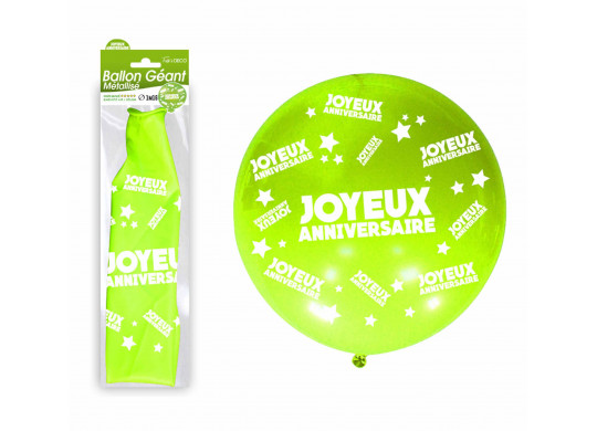 Ballon géant Joyeux anniversaire vert