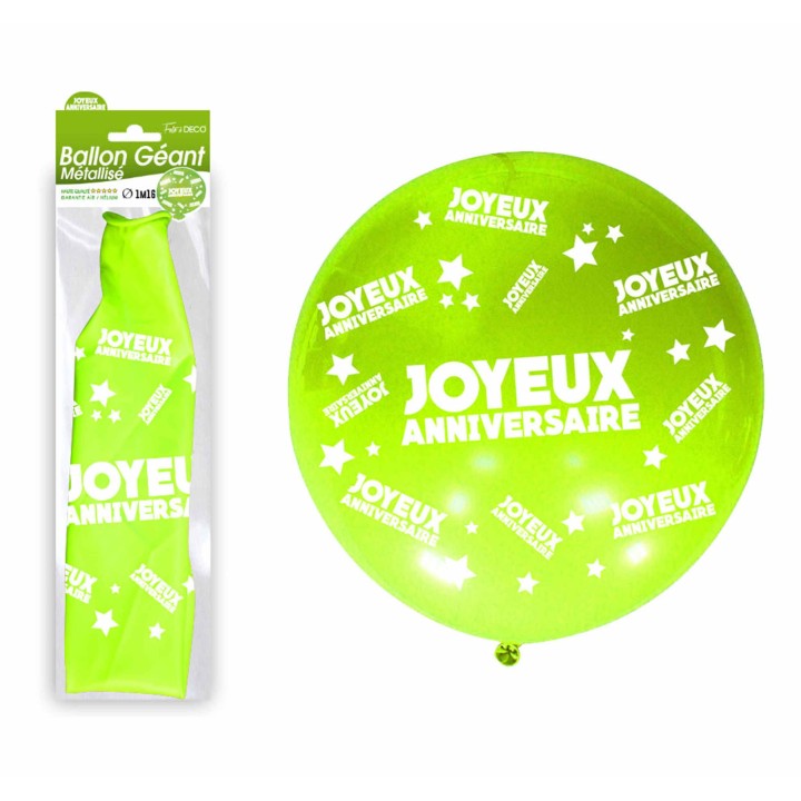 Ballon géant Joyeux anniversaire vert