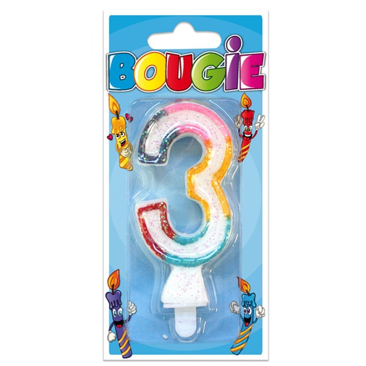 Bougie anniversaire chiffre "3" - Article de fête