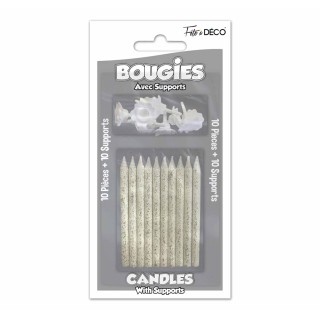 Bougies blanches pailletées