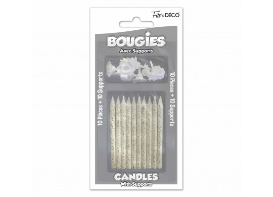 Bougies blanches pailletées