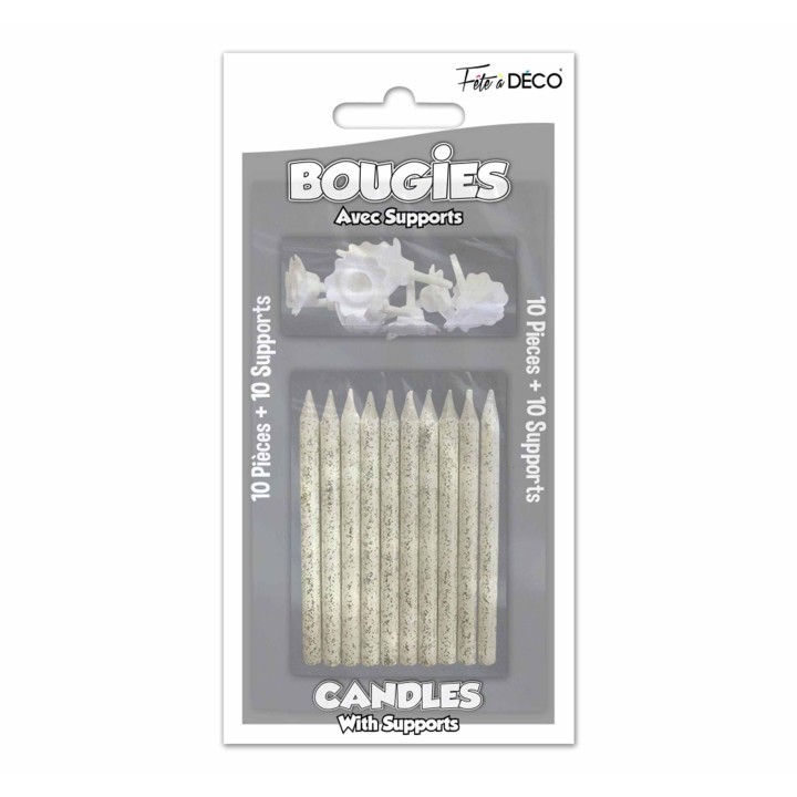 Bougies blanches pailletées