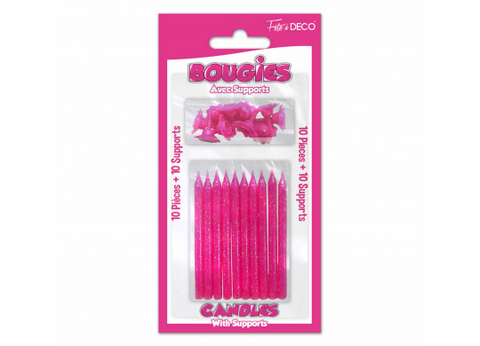 Bougie fuschia pailletées