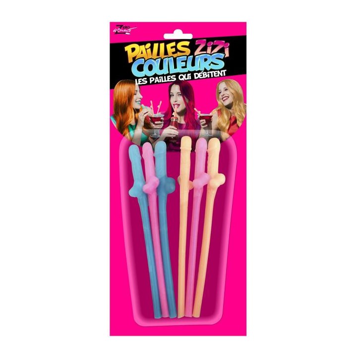 Paille zizi couleur - Humoristique - Articles de fête